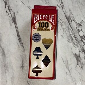 Vintage Bicycle 100 Poker Chips 3 Colors - opened package